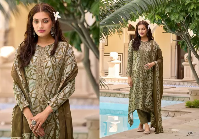 Wool Printed Suit Fabric  (Unstitched)