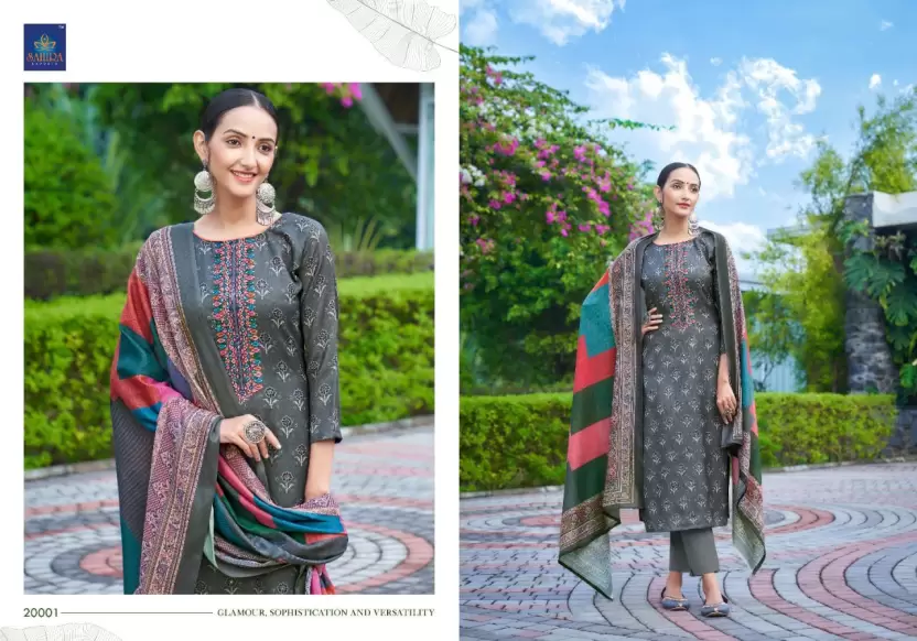 Unstitched Wool Salwar Suit Material Graphic Print